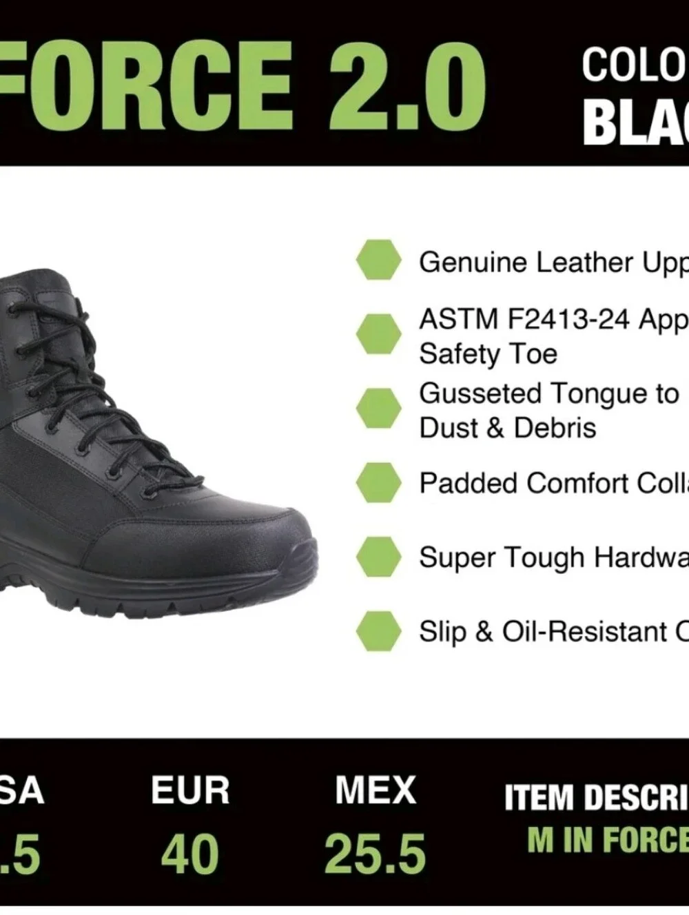 Tactical Footwear Men’s Black Tactical Boots